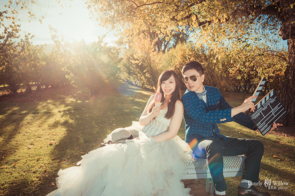 金秋果园的逆光